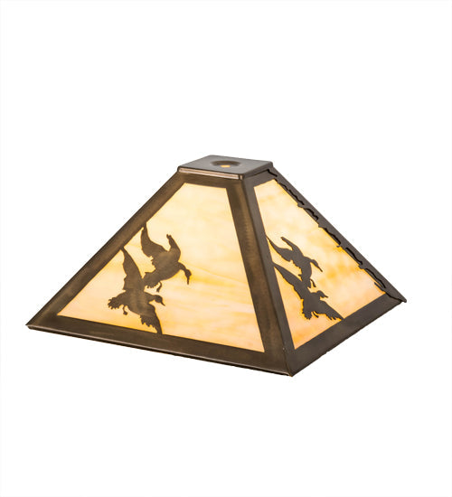 Meyda Lighting Ducks in Flight 16" Antique Copper Frame With Beige Shade Glass