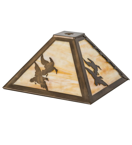 Meyda Lighting Ducks in Flight 16" Antique Copper Frame With Beige Shade Glass