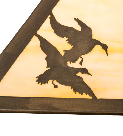 Meyda Lighting Ducks in Flight 16" Antique Copper Frame With Beige Shade Glass