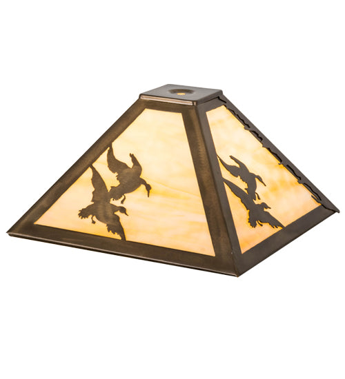 Meyda Lighting Ducks in Flight 16" Antique Copper Frame With Beige Shade Glass