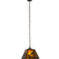Meyda Lighting Ducks in Flight 17" Antique Copper Pendant Light With Amber Mica Shade Glass