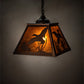 Meyda Lighting Ducks in Flight 17" Antique Copper Pendant Light With Amber Mica Shade Glass