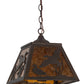 Meyda Lighting Ducks in Flight 17" Antique Copper Pendant Light With Amber Mica Shade Glass