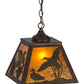Meyda Lighting Ducks in Flight 17" Antique Copper Pendant Light With Amber Mica Shade Glass