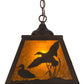 Meyda Lighting Ducks in Flight 17" Antique Copper Pendant Light With Amber Mica Shade Glass