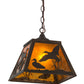 Meyda Lighting Ducks in Flight 17" Antique Copper Pendant Light With Amber Mica Shade Glass