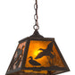 Meyda Lighting Ducks in Flight 17" Antique Copper Pendant Light With Amber Mica Shade Glass