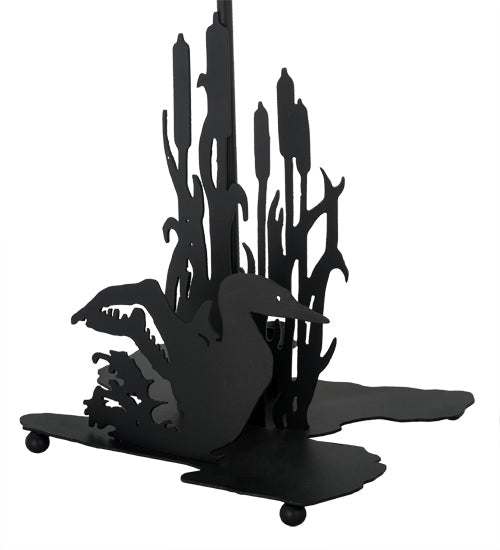 Meyda Lighting Ducks in Flight 21" 2-Light Table Lamp With Purple Blue Art Shade Glass and Highlighted Base