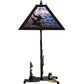 Meyda Lighting Ducks in Flight 21" 2-Light Table Lamp With Purple Blue Art Shade Glass and Highlighted Base