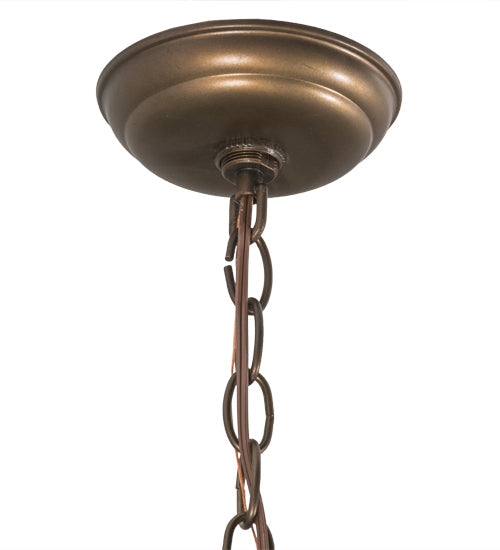 Meyda Lighting Ducks in Flight 22" 2-Light Antique Copper Pendant Light With Amber Mica Shade Glass