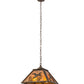 Meyda Lighting Ducks in Flight 22" 2-Light Antique Copper Pendant Light With Amber Mica Shade Glass