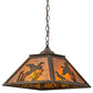 Meyda Lighting Ducks in Flight 22" 2-Light Antique Copper Pendant Light With Amber Mica Shade Glass