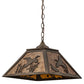 Meyda Lighting Ducks in Flight 22" 2-Light Antique Copper Pendant Light With Amber Mica Shade Glass