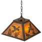 Meyda Lighting Ducks in Flight 22" 2-Light Antique Copper Pendant Light With Amber Mica Shade Glass