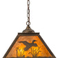 Meyda Lighting Ducks in Flight 22" 2-Light Antique Copper Pendant Light With Amber Mica Shade Glass