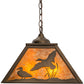 Meyda Lighting Ducks in Flight 22" 2-Light Antique Copper Pendant Light With Amber Mica Shade Glass