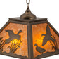 Meyda Lighting Ducks in Flight 22" 2-Light Antique Copper Pendant Light With Amber Mica Shade Glass