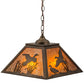 Meyda Lighting Ducks in Flight 22" 2-Light Antique Copper Pendant Light With Amber Mica Shade Glass
