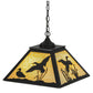 Meyda Lighting Ducks in Flight 22" 2-Light Textured Black Pendant Light With Beige Art Shade Glass
