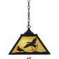 Meyda Lighting Ducks in Flight 22" 2-Light Textured Black Pendant Light With Beige Art Shade Glass