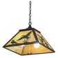 Meyda Lighting Ducks in Flight 22" 2-Light Textured Black Pendant Light With Beige Art Shade Glass