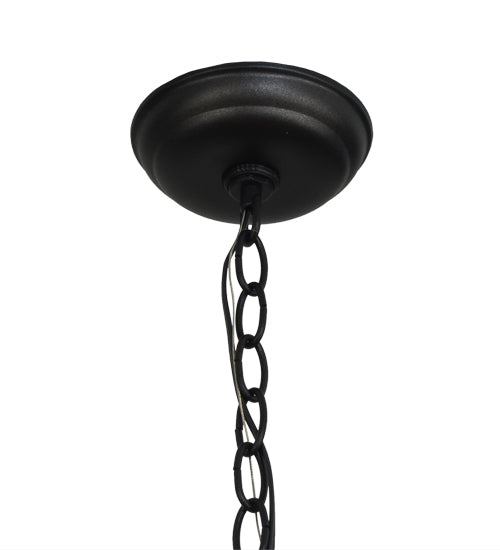 Meyda Lighting Ducks in Flight 22" 2-Light Textured Black Pendant Light With Beige Art Shade Glass