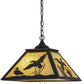Meyda Lighting Ducks in Flight 22" 2-Light Textured Black Pendant Light With Beige Art Shade Glass