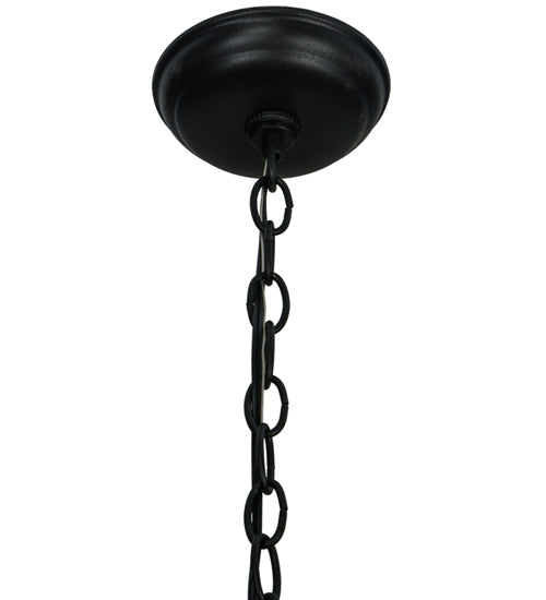 Meyda Lighting Ducks in Flight 22" 2-Light Textured Black Pendant Light With Silver Mica Shade Glass