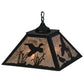 Meyda Lighting Ducks in Flight 22" 2-Light Textured Black Pendant Light With Silver Mica Shade Glass