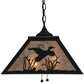 Meyda Lighting Ducks in Flight 22" 2-Light Textured Black Pendant Light With Silver Mica Shade Glass