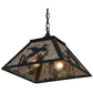 Meyda Lighting Ducks in Flight 22" 2-Light Textured Black Pendant Light With Silver Mica Shade Glass