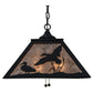 Meyda Lighting Ducks in Flight 22" 2-Light Textured Black Pendant Light With Silver Mica Shade Glass