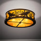 Meyda Lighting Ducks in Flight 22" 4-Light Antique Copper Flush Mount Light With Amber Mica Shade Glass