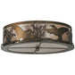 Meyda Lighting Ducks in Flight 22" 4-Light Antique Copper Flush Mount Light With Silver Mica Shade Glass