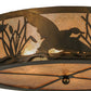 Meyda Lighting Ducks in Flight 22" 4-Light Antique Copper Flush Mount Light With Silver Mica Shade Glass