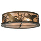 Meyda Lighting Ducks in Flight 22" 4-Light Antique Copper Flush Mount Light With Silver Mica Shade Glass