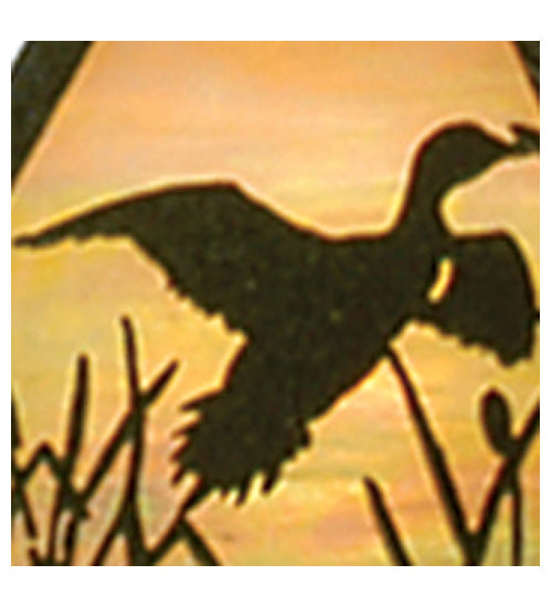 Meyda Lighting Ducks in Flight 24" 2-Light Tarnished Copper Island Pendant Light With Beige Shade Glass