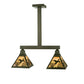 Meyda Lighting Ducks in Flight 24" 2-Light Tarnished Copper Island Pendant Light With Beige Shade Glass