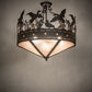 Meyda Lighting Ducks in Flight 24" 3-Light Oil Rubbed Bronze Semi-flush Mount Light With Silver Mica Shade Glass