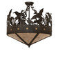 Meyda Lighting Ducks in Flight 24" 3-Light Oil Rubbed Bronze Semi-flush Mount Light With Silver Mica Shade Glass