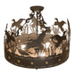 Meyda Lighting Ducks in Flight 24" 3-Light Oil Rubbed Bronze Semi-flush Mount Light With Silver Mica Shade Glass