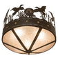 Meyda Lighting Ducks in Flight 24" 3-Light Oil Rubbed Bronze Semi-flush Mount Light With Silver Mica Shade Glass