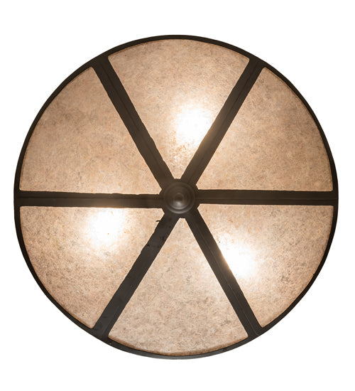 Meyda Lighting Ducks in Flight 24" 3-Light Oil Rubbed Bronze Semi-flush Mount Light With Silver Mica Shade Glass