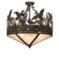 Meyda Lighting Ducks in Flight 24" 3-Light Oil Rubbed Bronze Semi-flush Mount Light With Silver Mica Shade Glass