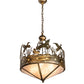 Meyda Lighting Ducks in Flight 24" 4-Light Antique Copper Inverted Pendant Light With Silver Mica Shade Glass