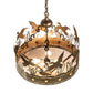 Meyda Lighting Ducks in Flight 24" 4-Light Antique Copper Inverted Pendant Light With Silver Mica Shade Glass
