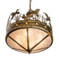 Meyda Lighting Ducks in Flight 24" 4-Light Antique Copper Inverted Pendant Light With Silver Mica Shade Glass