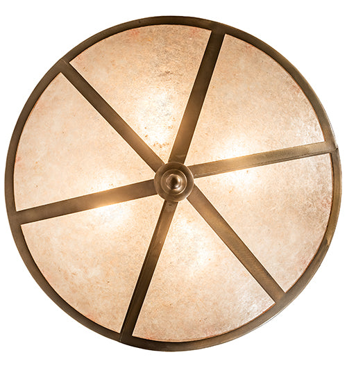 Meyda Lighting Ducks in Flight 24" 4-Light Antique Copper Inverted Pendant Light With Silver Mica Shade Glass