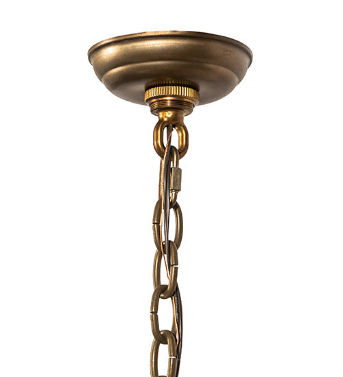 Meyda Lighting Ducks in Flight 24" 4-Light Antique Copper Inverted Pendant Light With Silver Mica Shade Glass