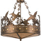 Meyda Lighting Ducks in Flight 24" 4-Light Antique Copper Semi-flush Mount Ceiling Light With Amber Mica Shade Glass